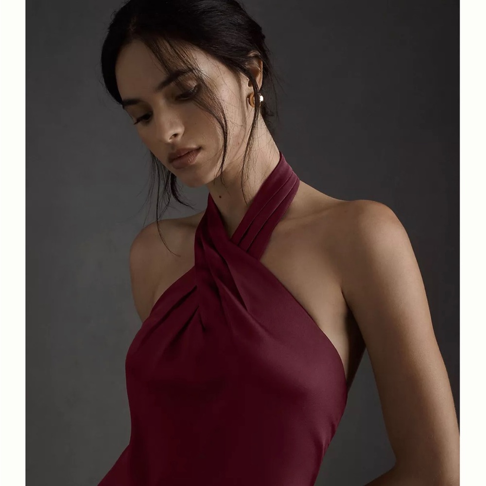 BHLDN Ruby Satin Charmeuse Gown - Dark Berry